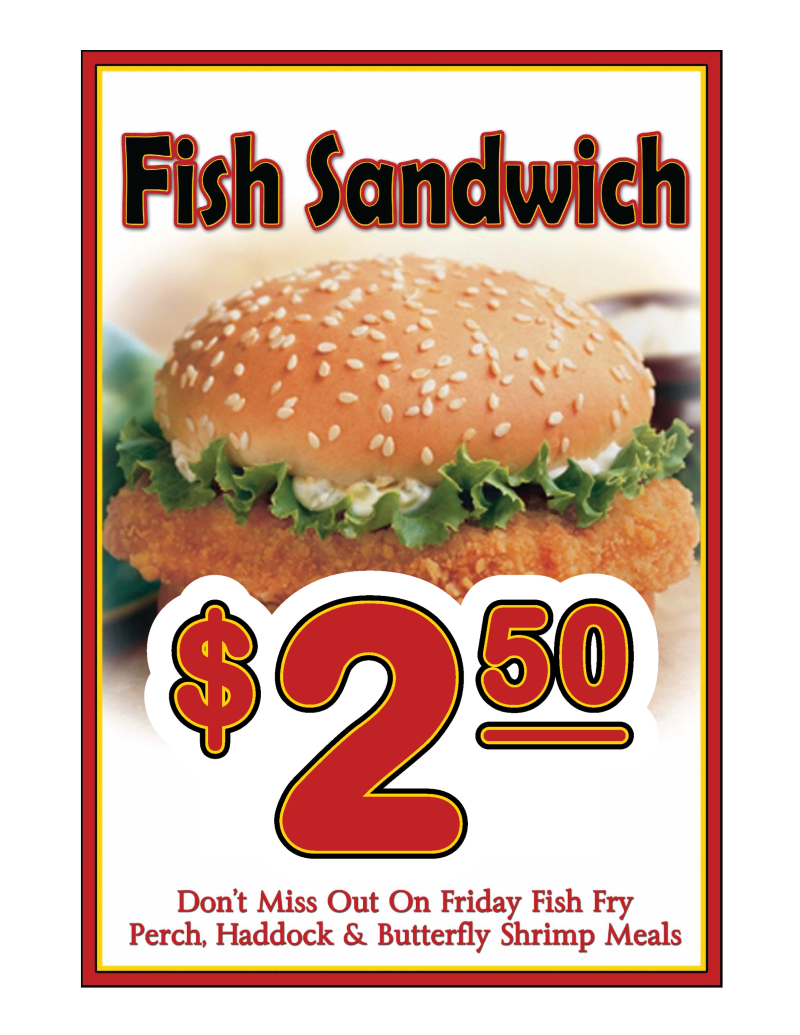 Beef Villa $2.50 Fish Sandwich for Lent